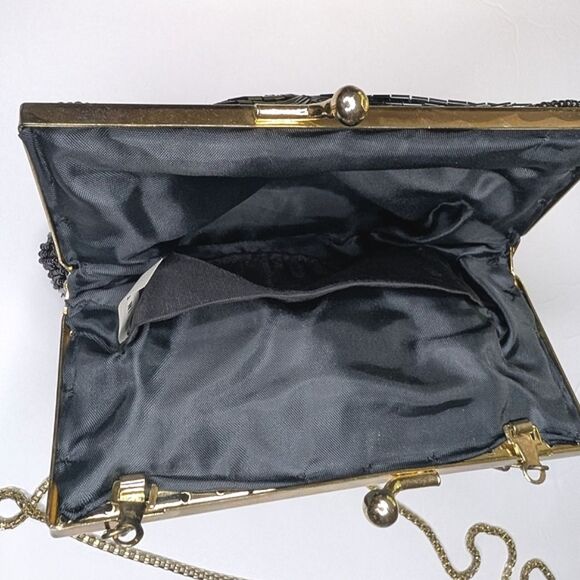 Black Beaded Evening Mini Bag Clutch - Picture 3 of 9